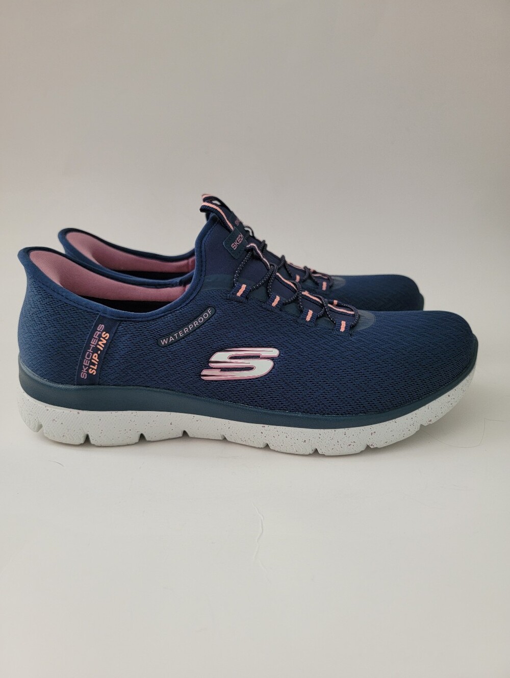 Skechers Hands Free Slip Ins Navy Blue & Pink Sneakers Tennis Shoes Womens 8.5 - Picture 7 of 12